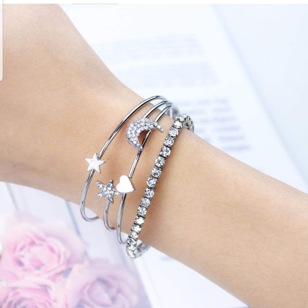 NWT Star, Moon and Rhinestone bracelet combo